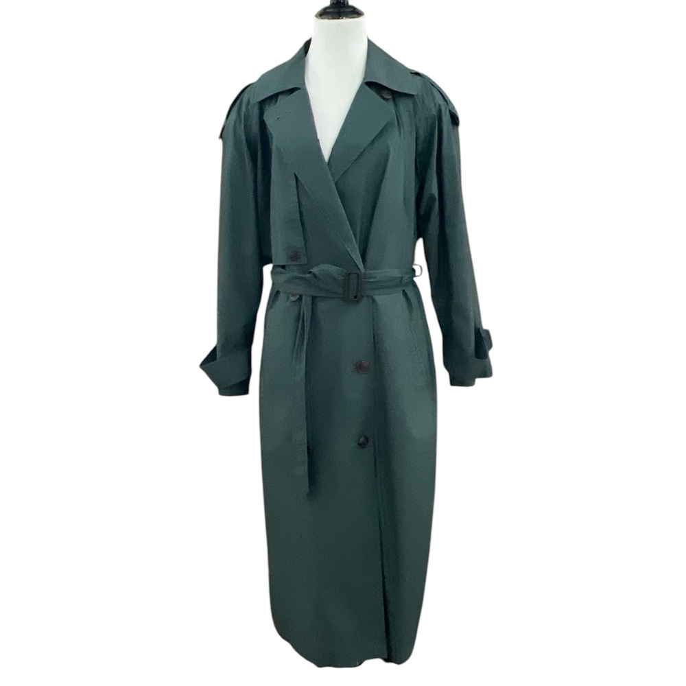 Anne Klein ll Rainwear Vintage Double Breasted Classic Long Trench Coat Size‎ 8